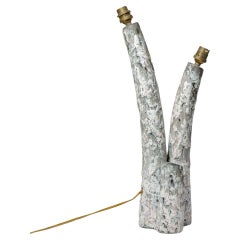 Weiße und blaue Keramik-Tischlampe im cenury-Design des 20. Jahrhunderts von Marcel Giraud Vallauris