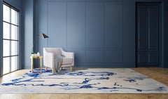 Tappeto astratto bianco e blu - Sumi Blue