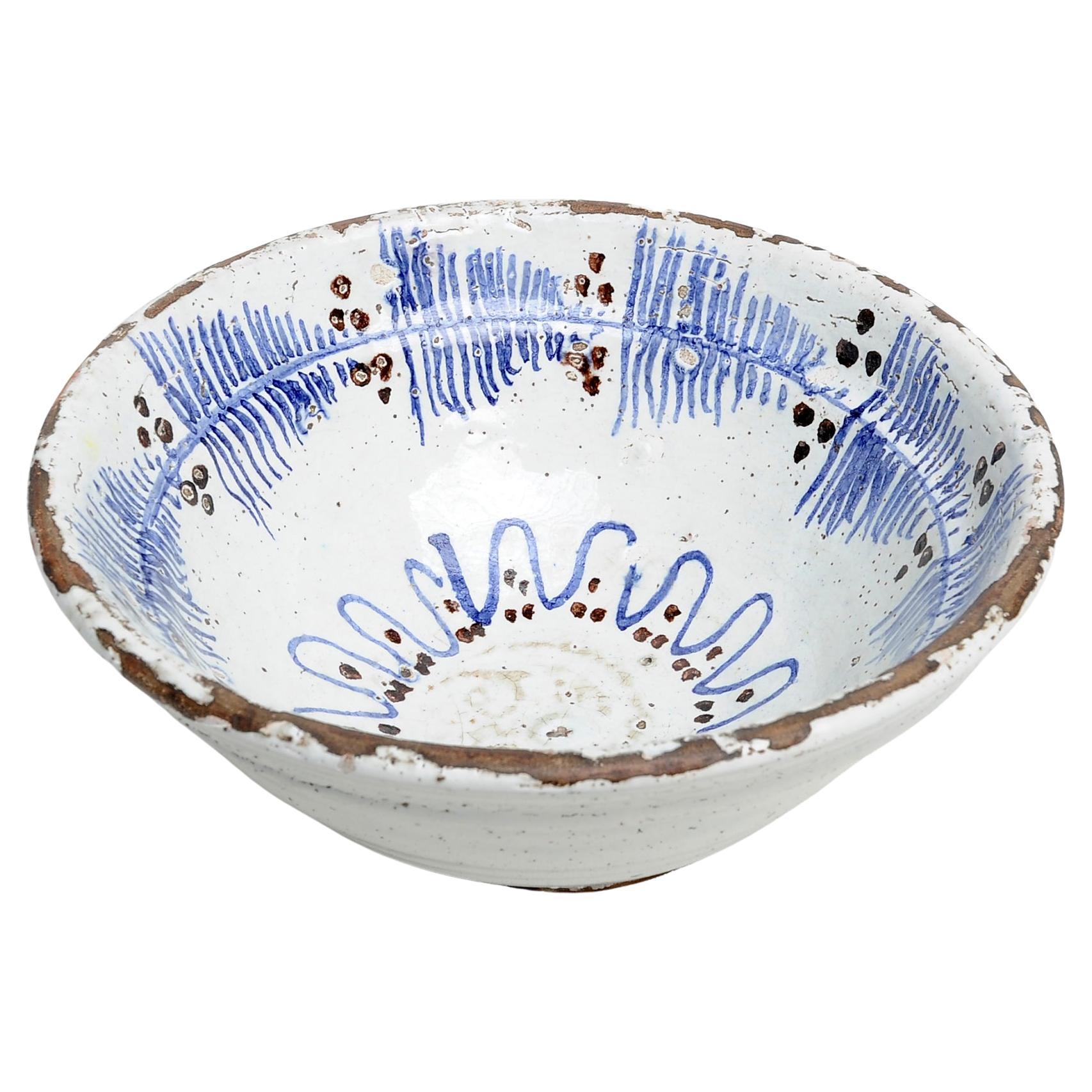White and Blue Antique China Bowl For Sale