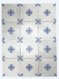 Azulejos esmaltados de estilo Art Déco en blanco y azul, de Le Glaive (Bélgica)