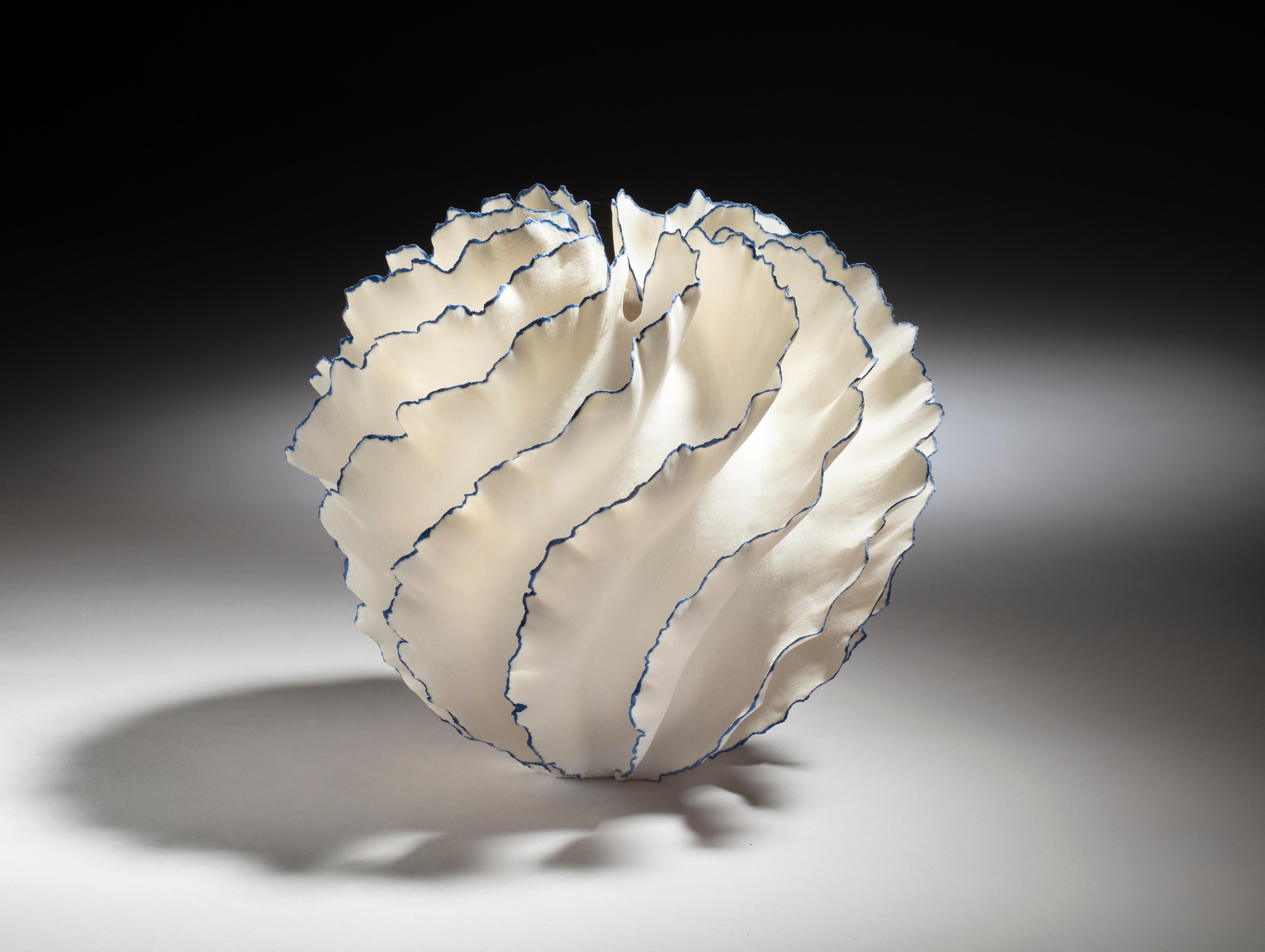 Danish White and Blue Ceramic Vase by Sandra Davolio, 2022 