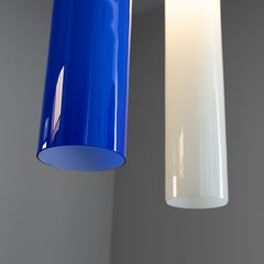 white and blue glass chandelier, Vistosi