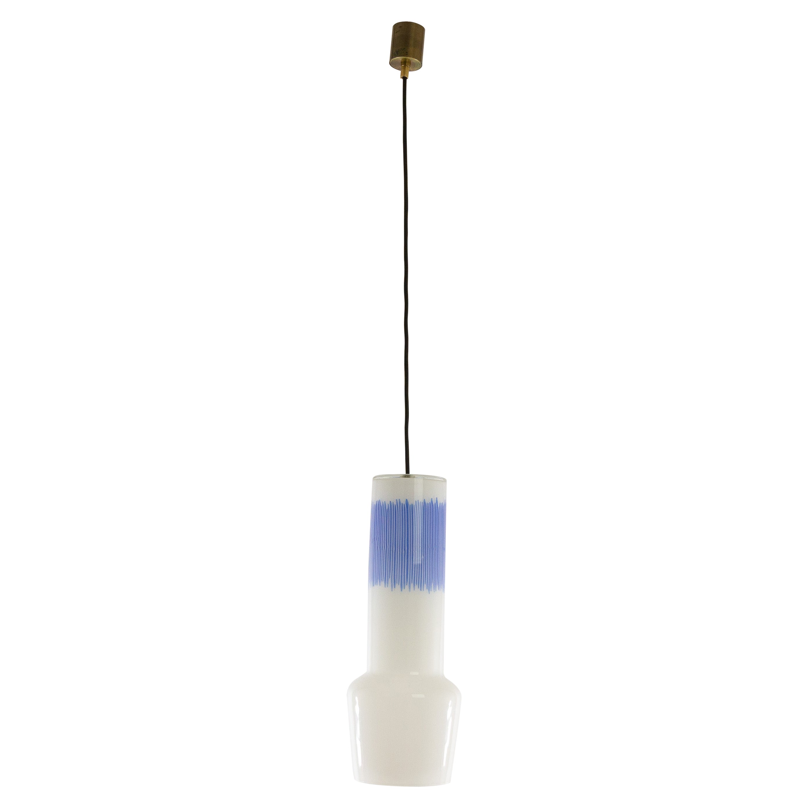 White and Blue Glass Pendant by Massimo Vignelli for Venini, 1950s