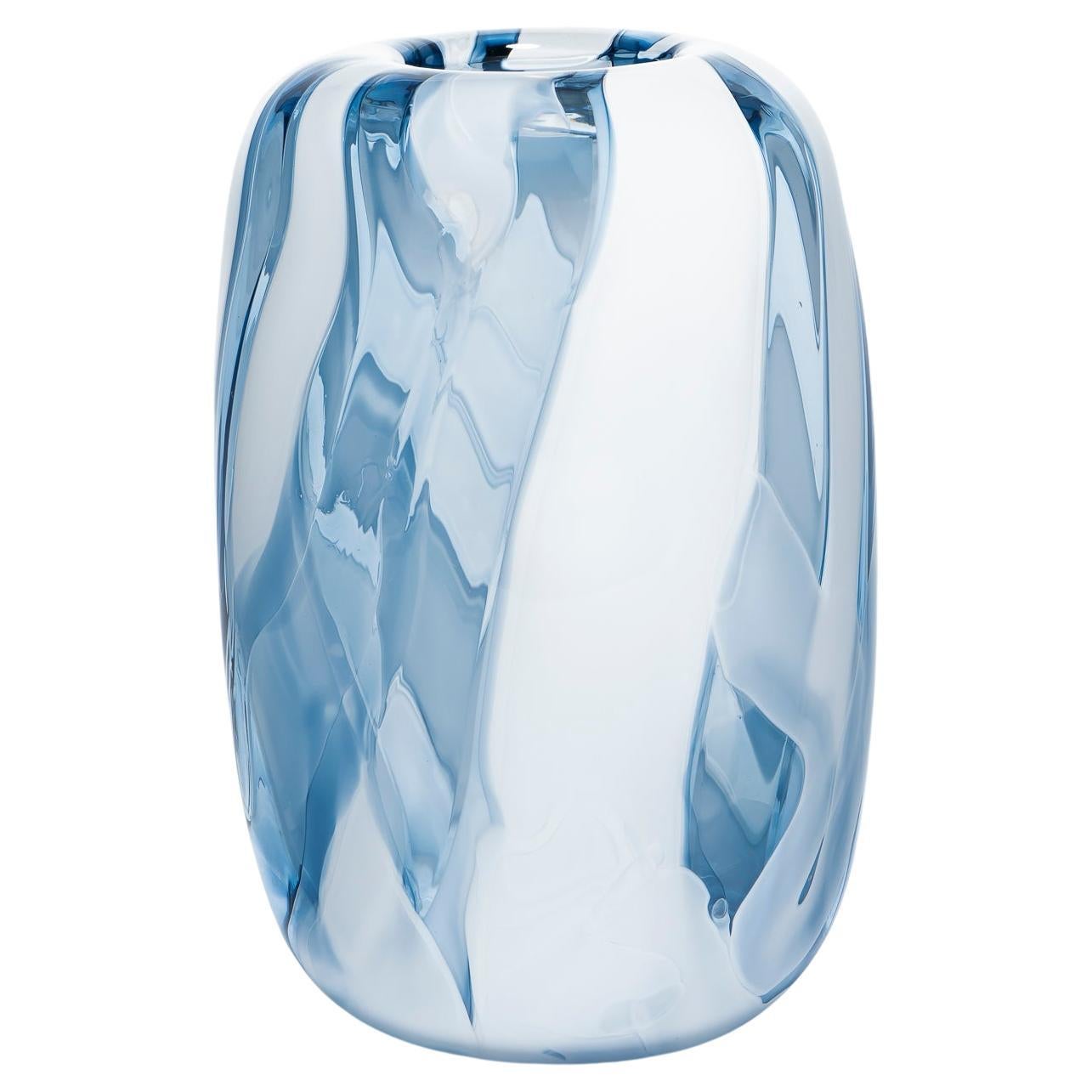 White and Blue Glass Vase