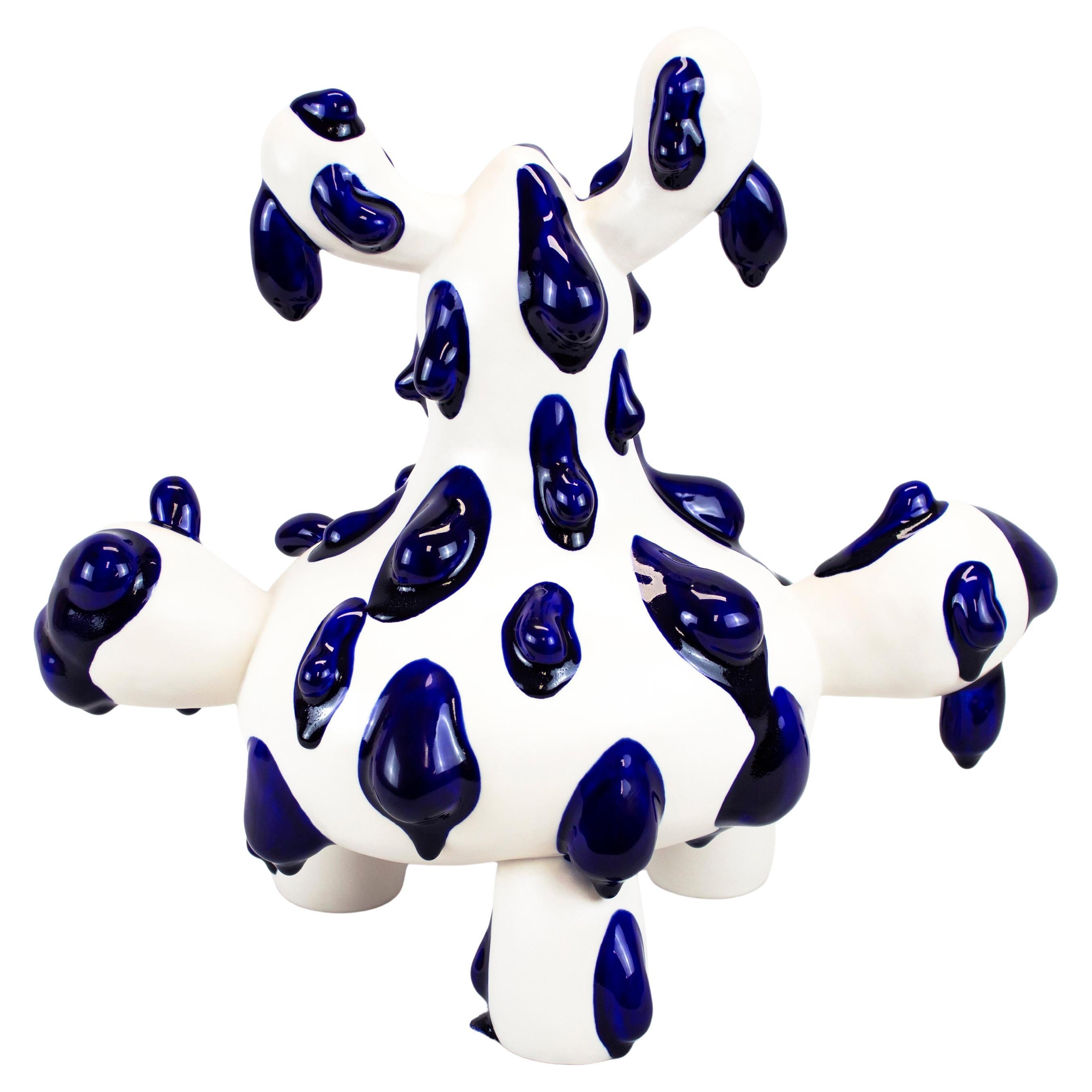 White and Blue Polka-Dotted Animal Sculpture, Ahryun Lee