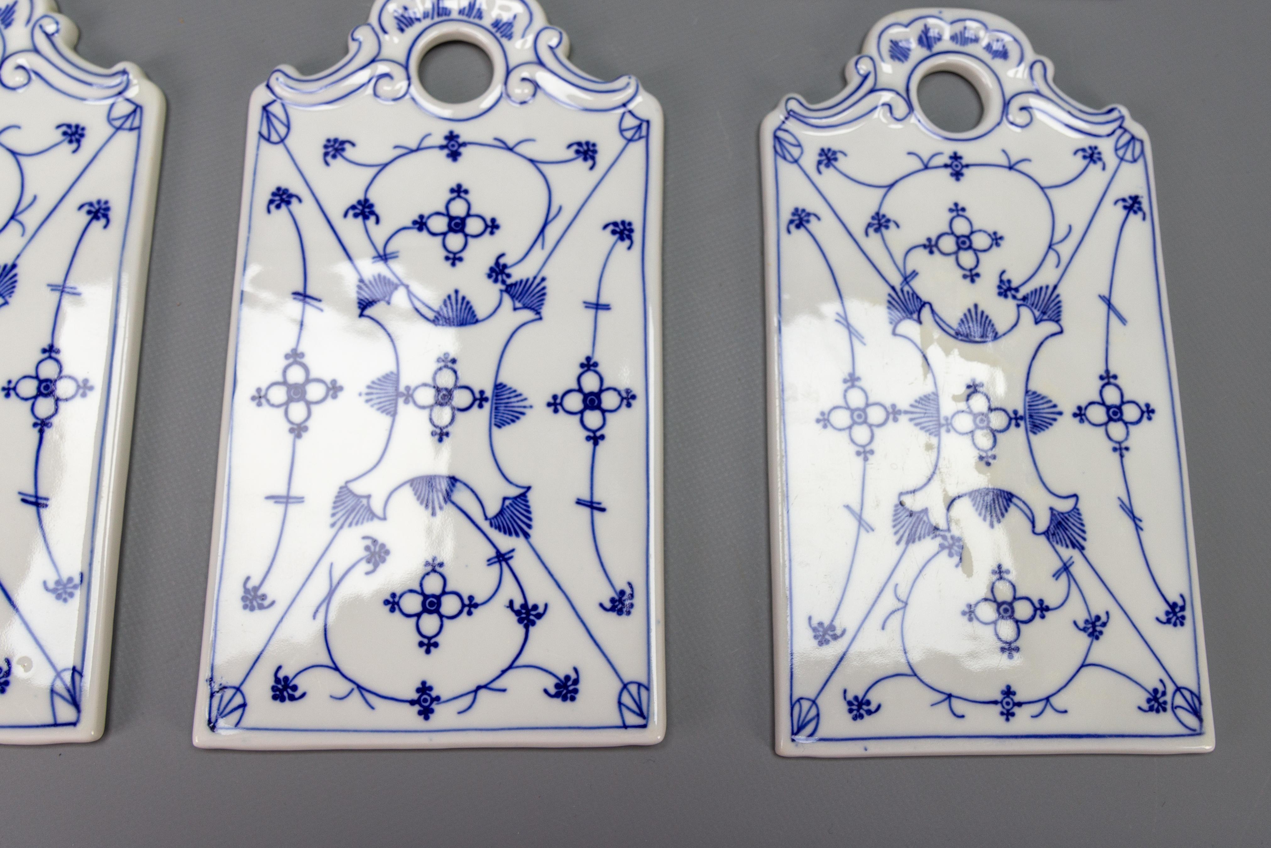 White and Blue Porcelain Breakfast Boards, Set of Six, Germany For Sale 5