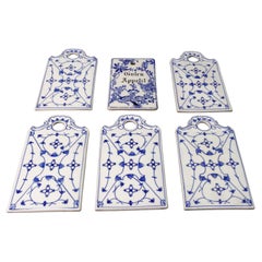 Used White and Blue Porcelain Breakfast Boards, Set of Six, Germany