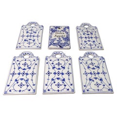 Planches de déjeuner en porcelaine blanche et bleue, ensemble de six, Allemagne