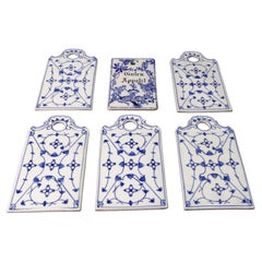 Planches de déjeuner en porcelaine blanche et bleue, ensemble de six, Allemagne