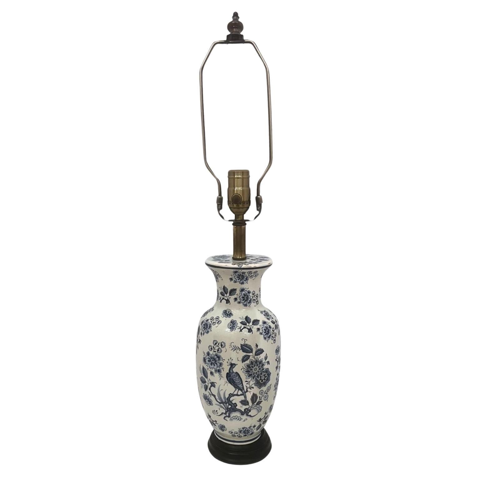 White and Blue Porcelain Lamp