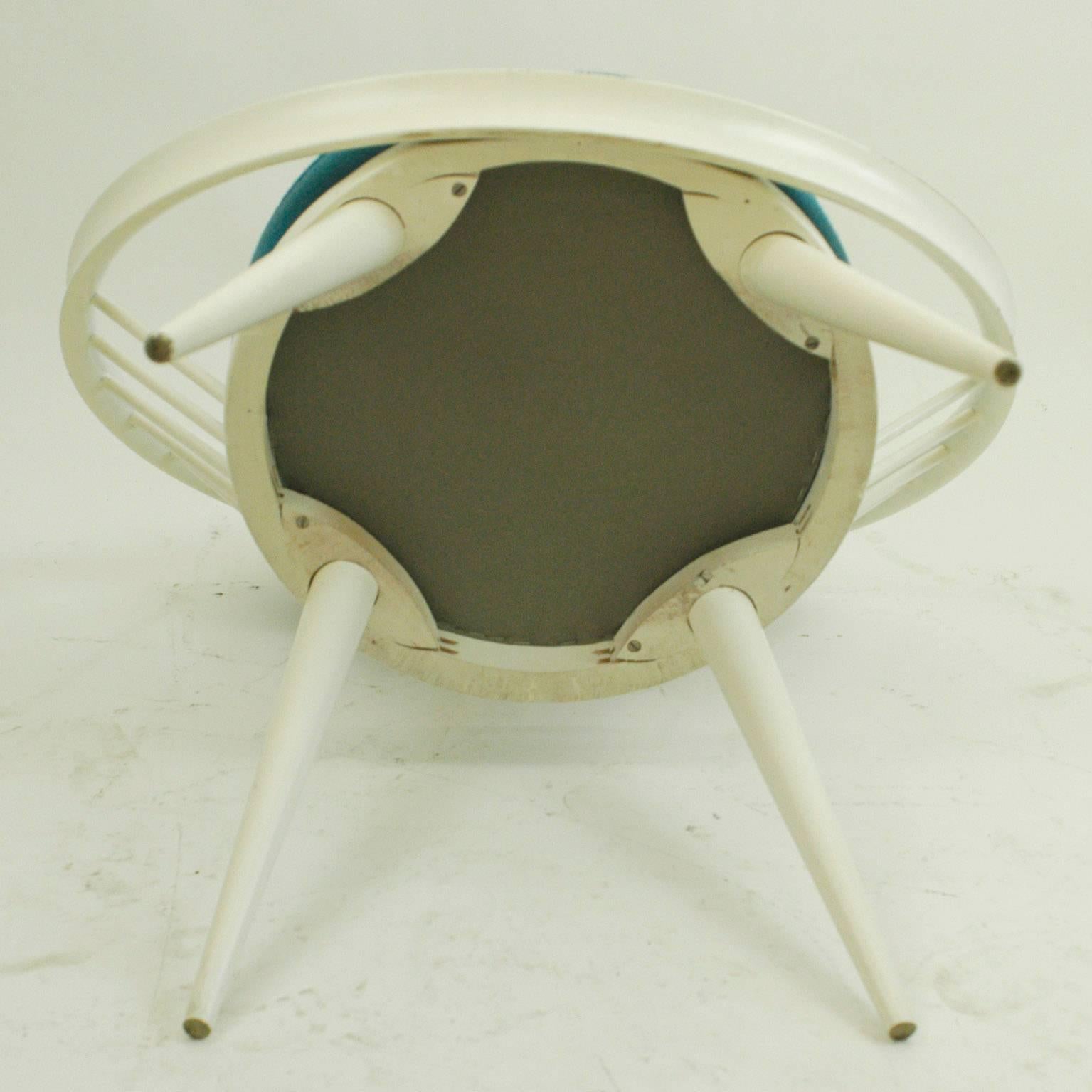 White and Blue Scandinavian Modern Circle Chair by Yngve Ekström 1
