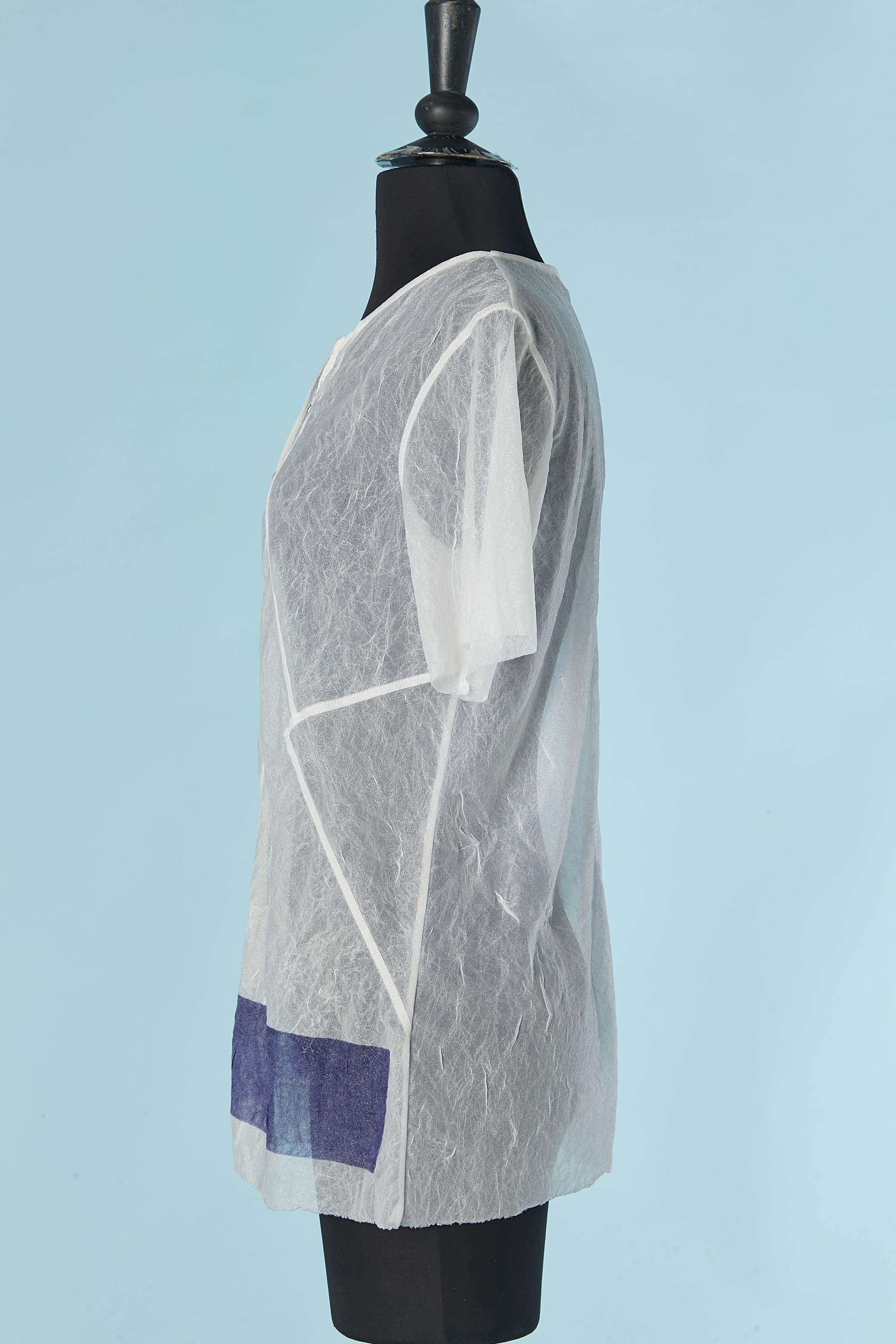 Camisa de nailon transparente blanca y azul M+ F GIRBAUD en Excelente estado para la venta en Saint-Ouen-Sur-Seine, FR
