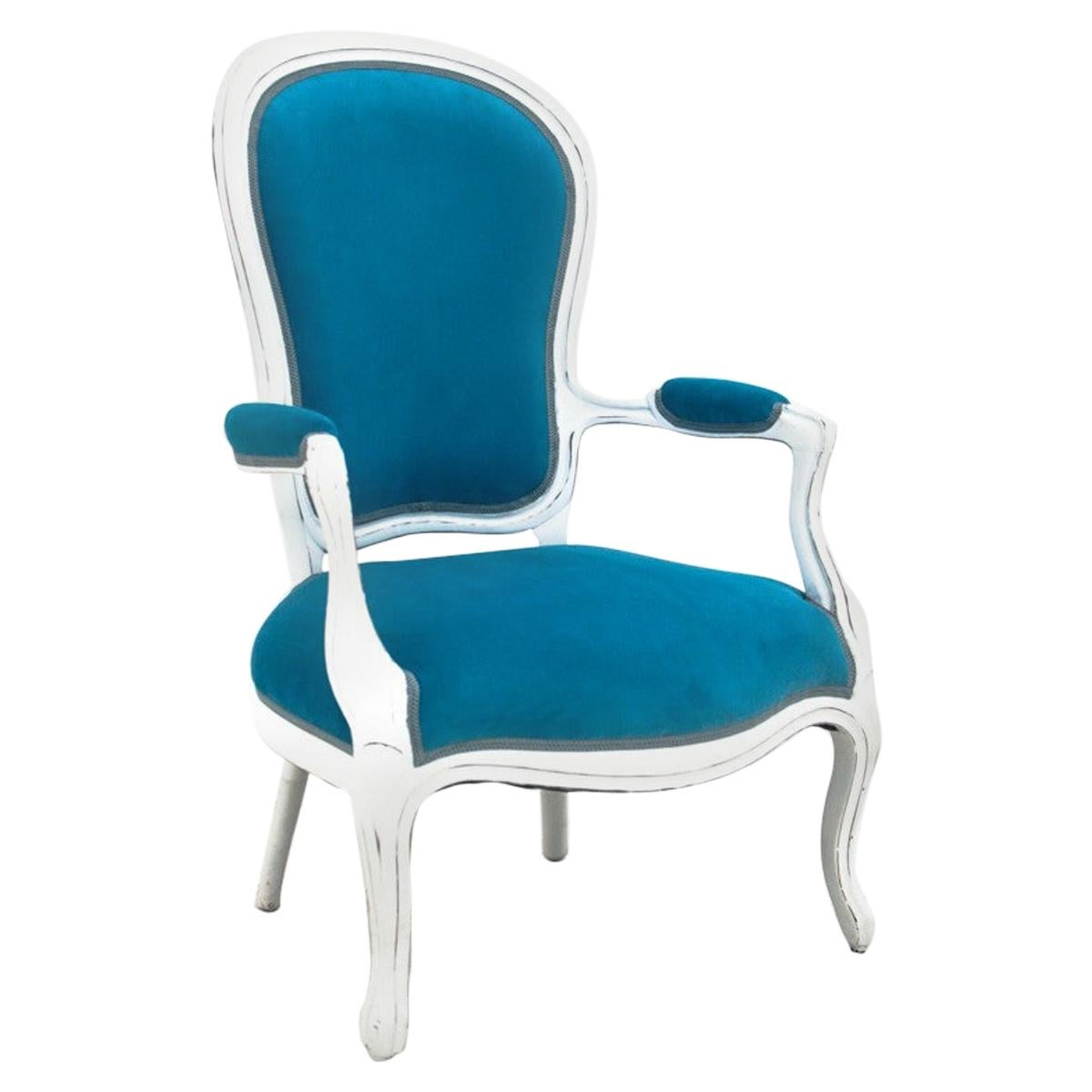 White and Blue Shabby Chic Armchair