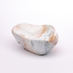 White and Blue Stripe Agate Geode Bowl from Madagascar