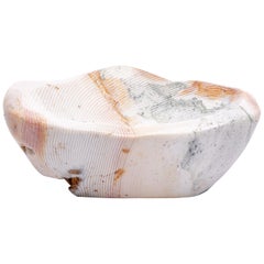 White and Blue Stripe Agate Geode Bowl from Madagascar