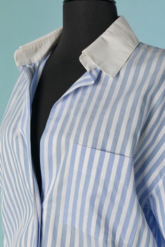 White and blue striped cotton chemise dress ALEXANDRE VAUTHIER