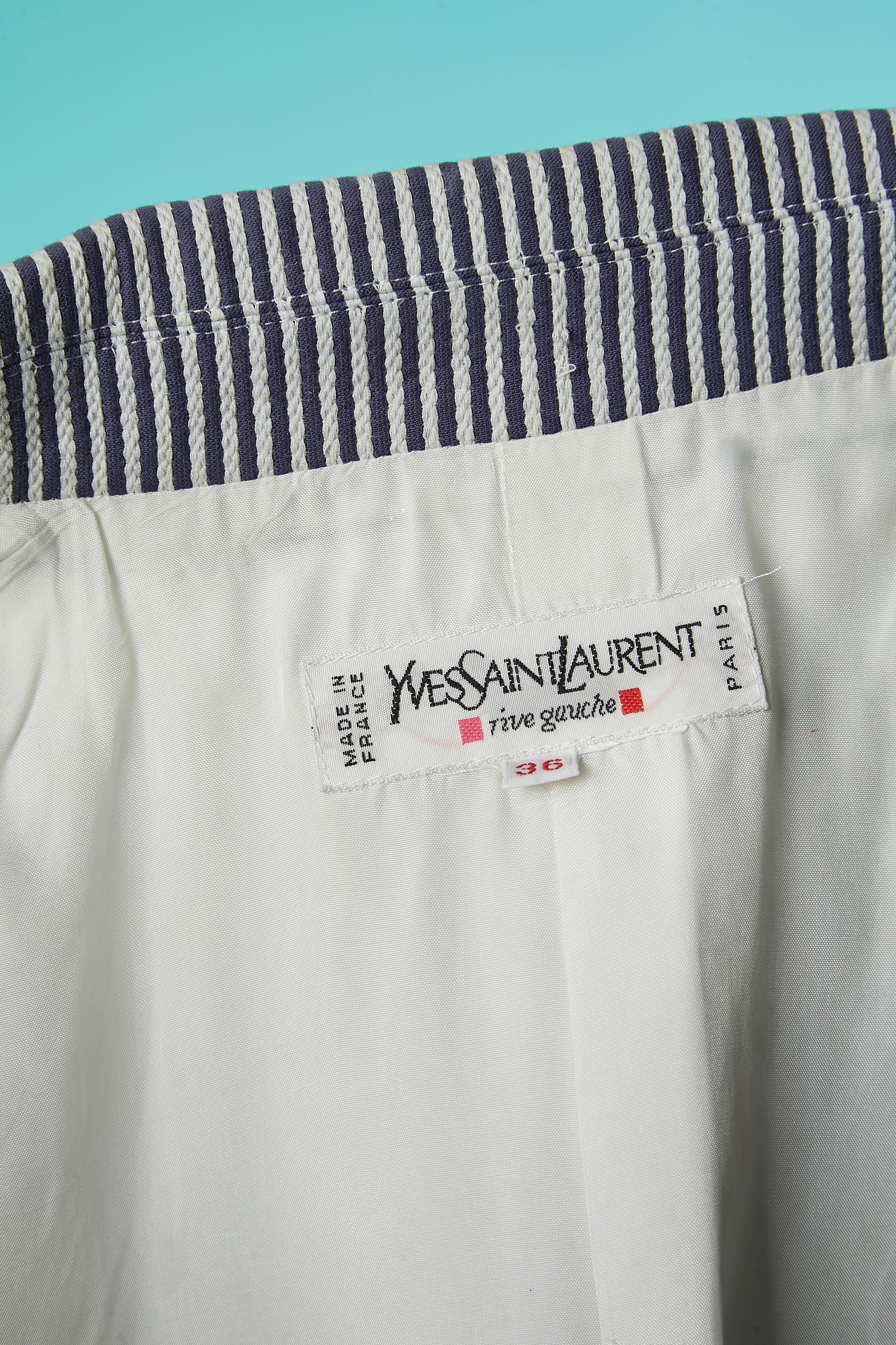 White and blue striped single-breasted jacket Yves Saint Laurent Rive Gauche  For Sale 2