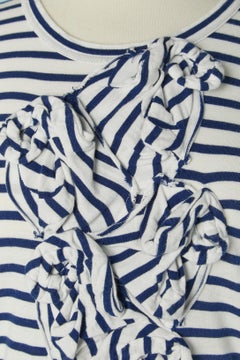 White and blue striped tee-shirt with appliqué on the front COMMME DES GARÇONS