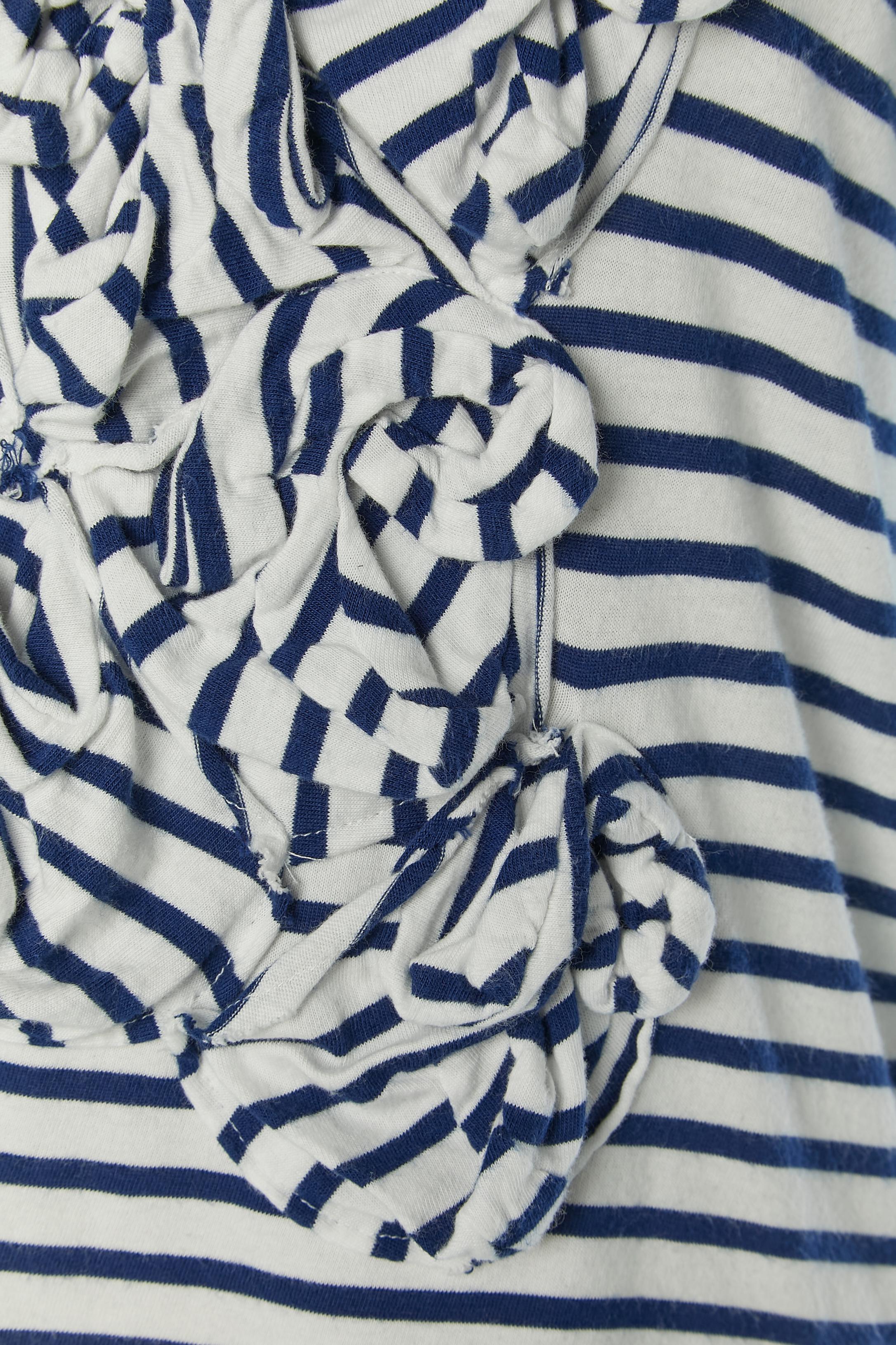 Gray White and blue striped tee-shirt with appliqué on the front COMMME DES GARÇONS For Sale