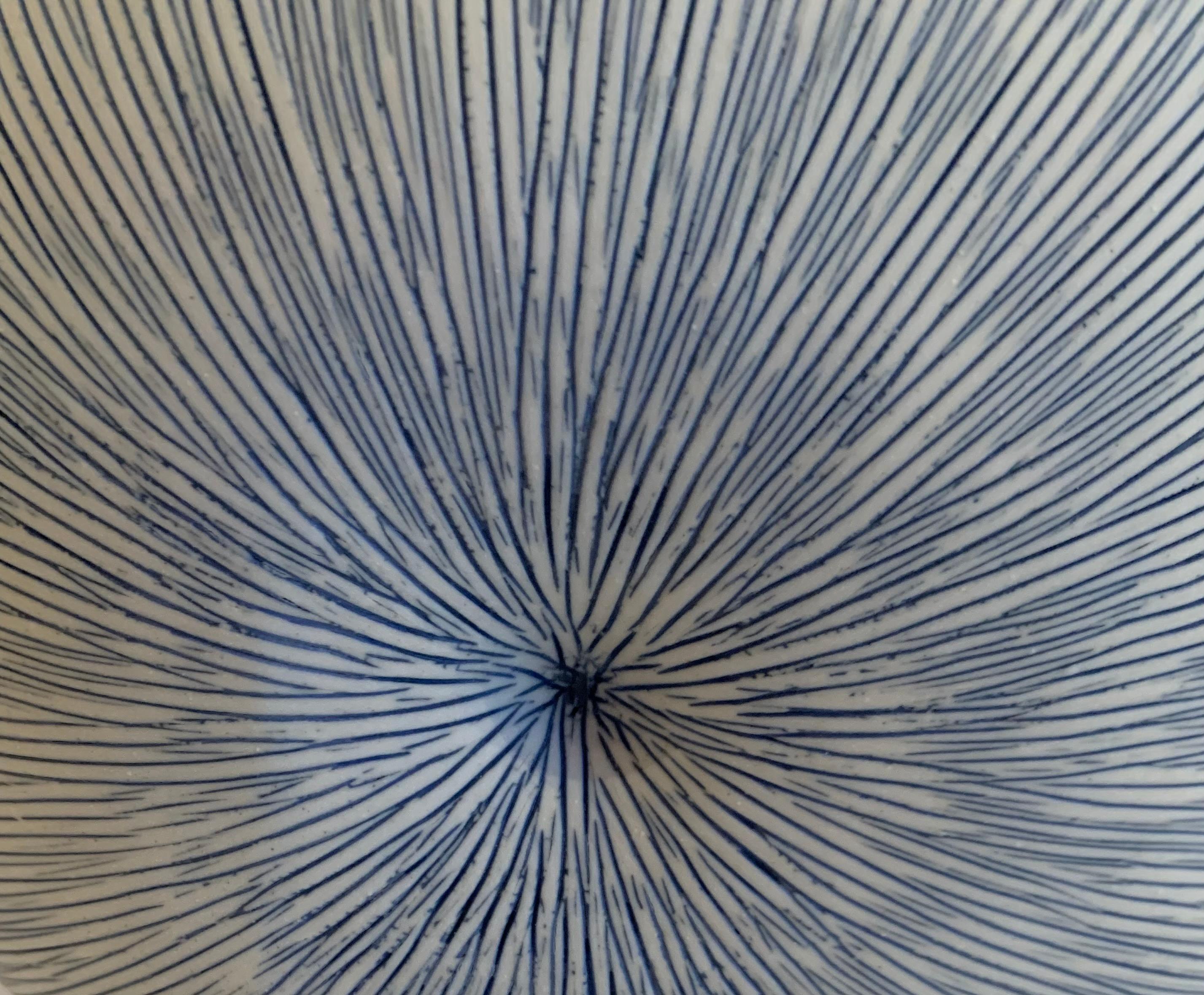 White and Blue Thin Stripe Starburst Design Vase, Thailand, Contemporary In New Condition For Sale In New York, NY