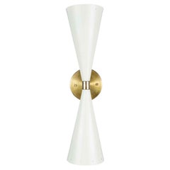 White and Brass Double Cone Sconce by Lawson-Fenning