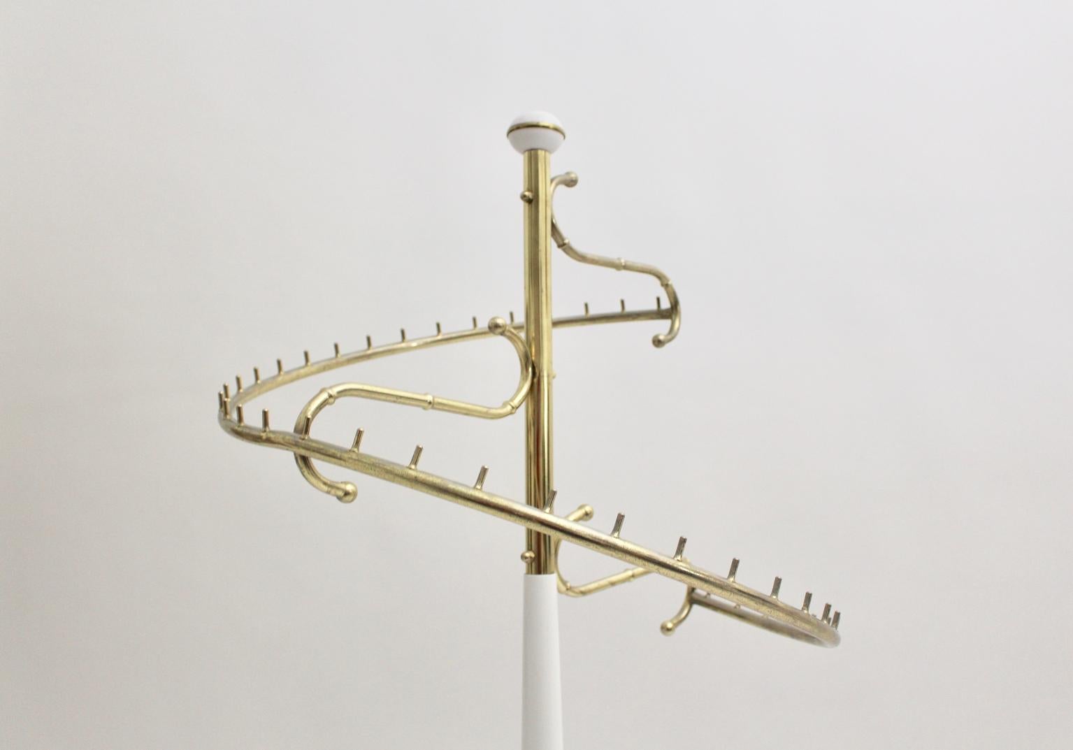 White and Brass Vintage Mid-Century Modern Rack Maison Bagues, 1950s, France For Sale 12