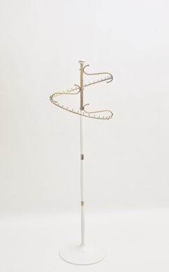 White and Brass Vintage Mid-Century Modern Rack 1950s, France
