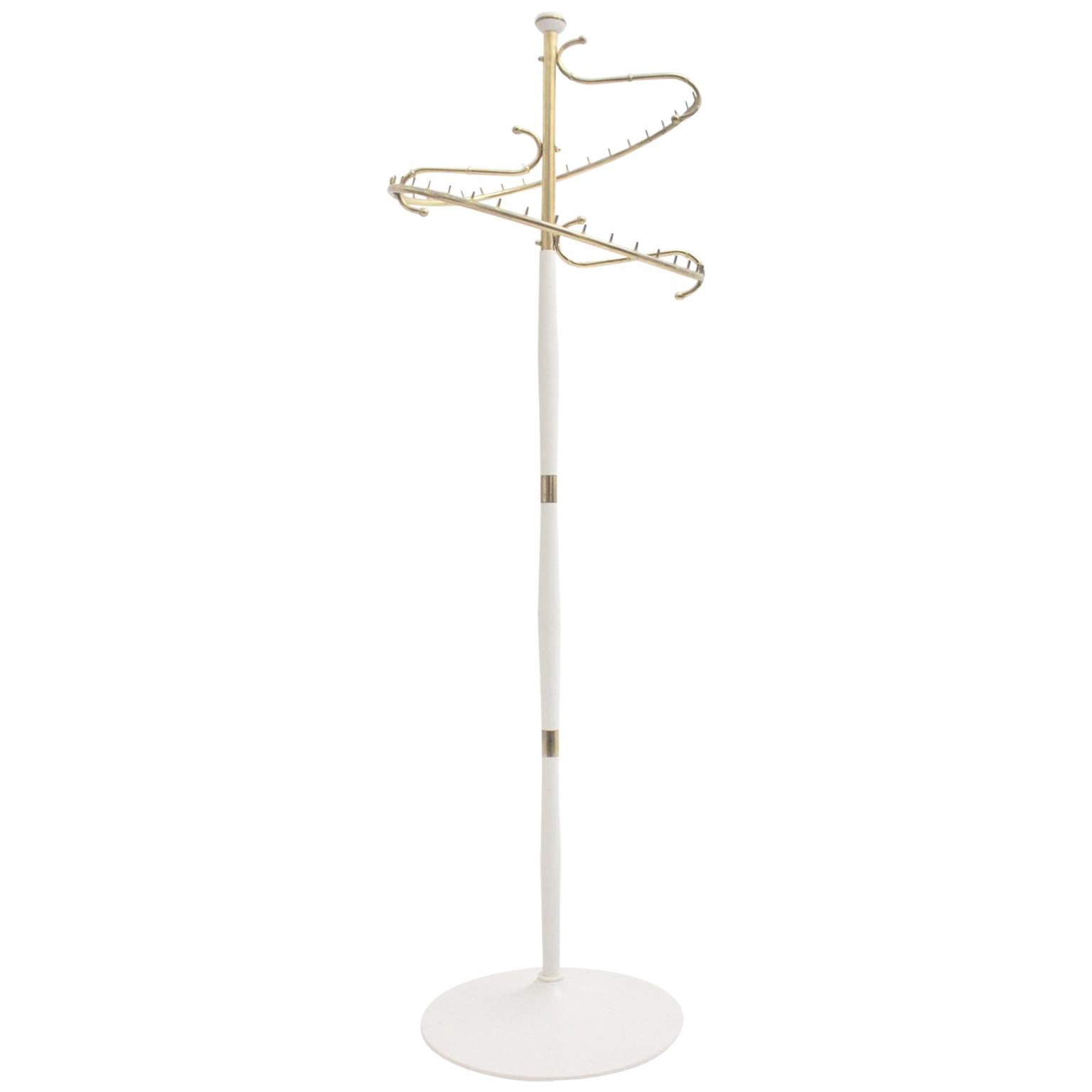 White and Brass Vintage Mid-Century Modern Rack Maison Bagues, 1950s, France For Sale