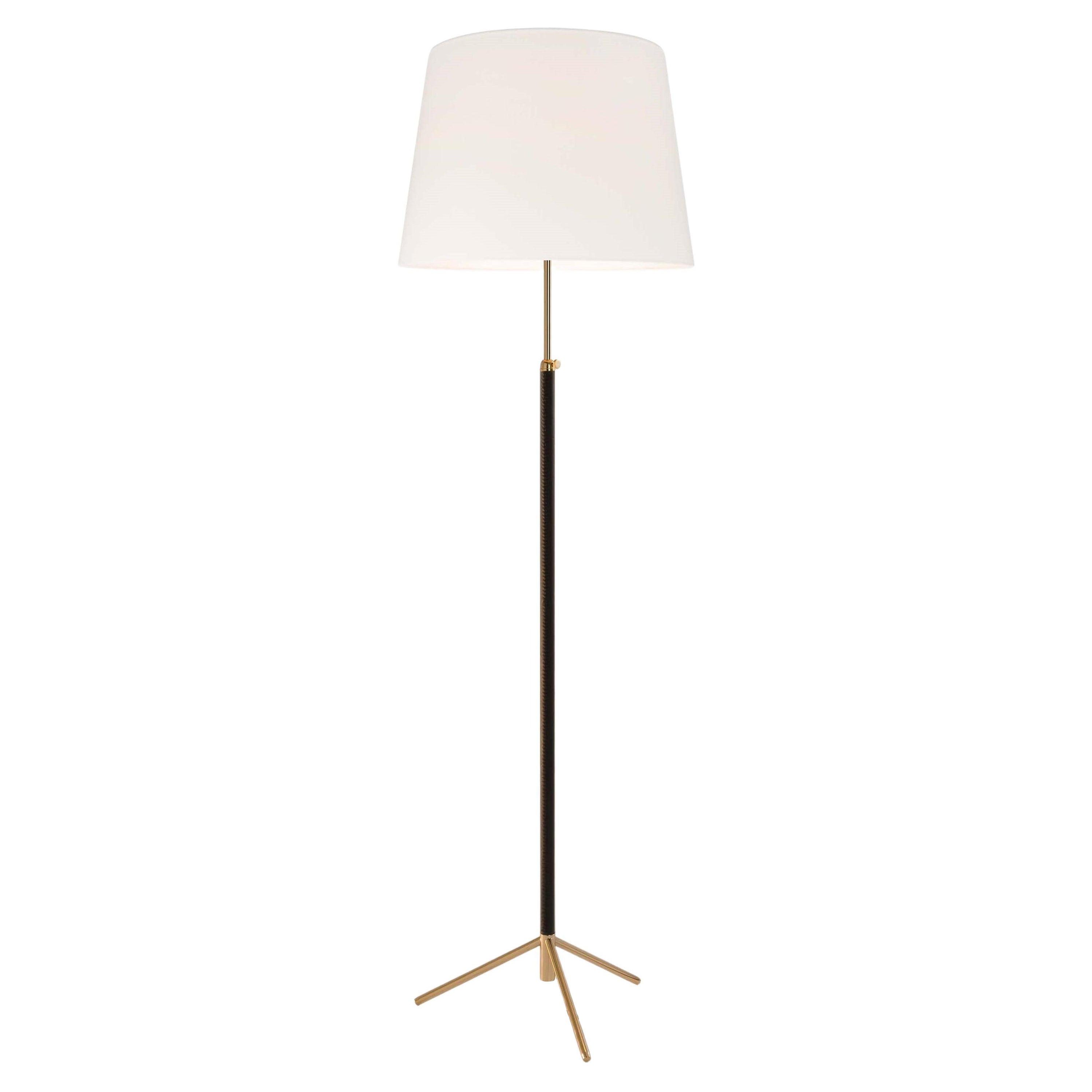White and Brass Pie De Salón G1 Floor Lamp by Jaume Sans