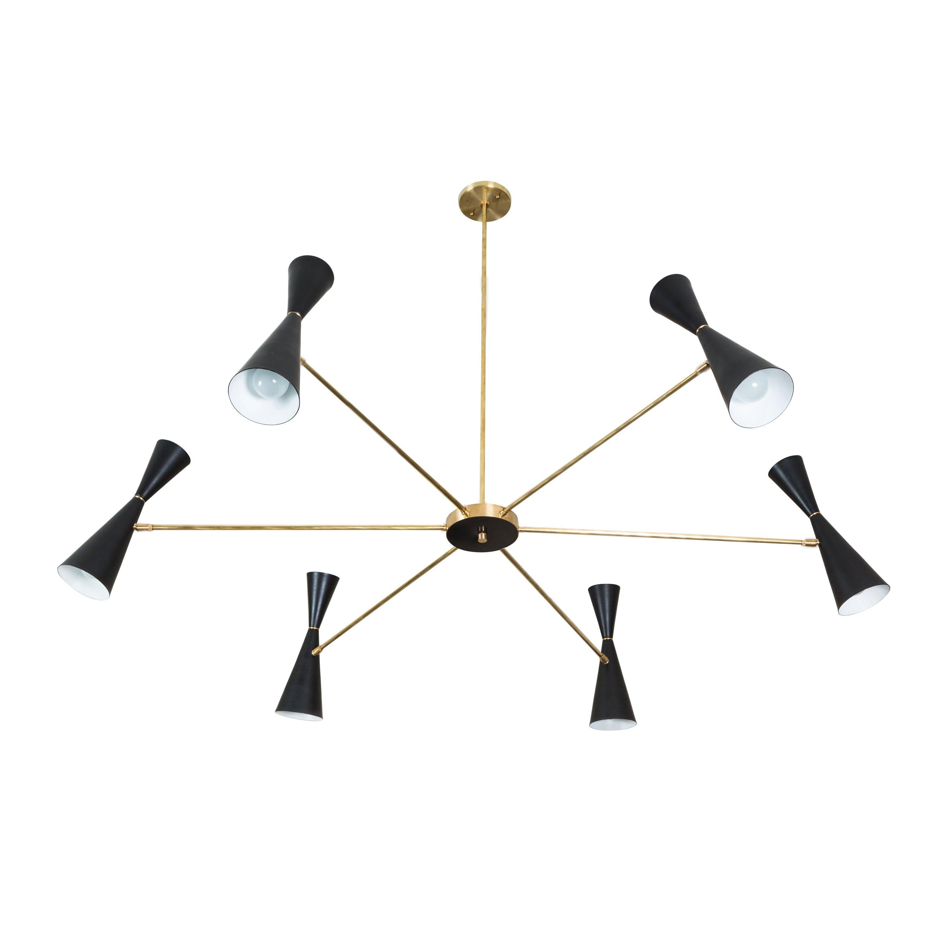 American White and Brass Radial Chandelier by Lawson-Fenning