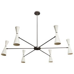 White and Brass Radial Chandelier by Lawson-Fenning
