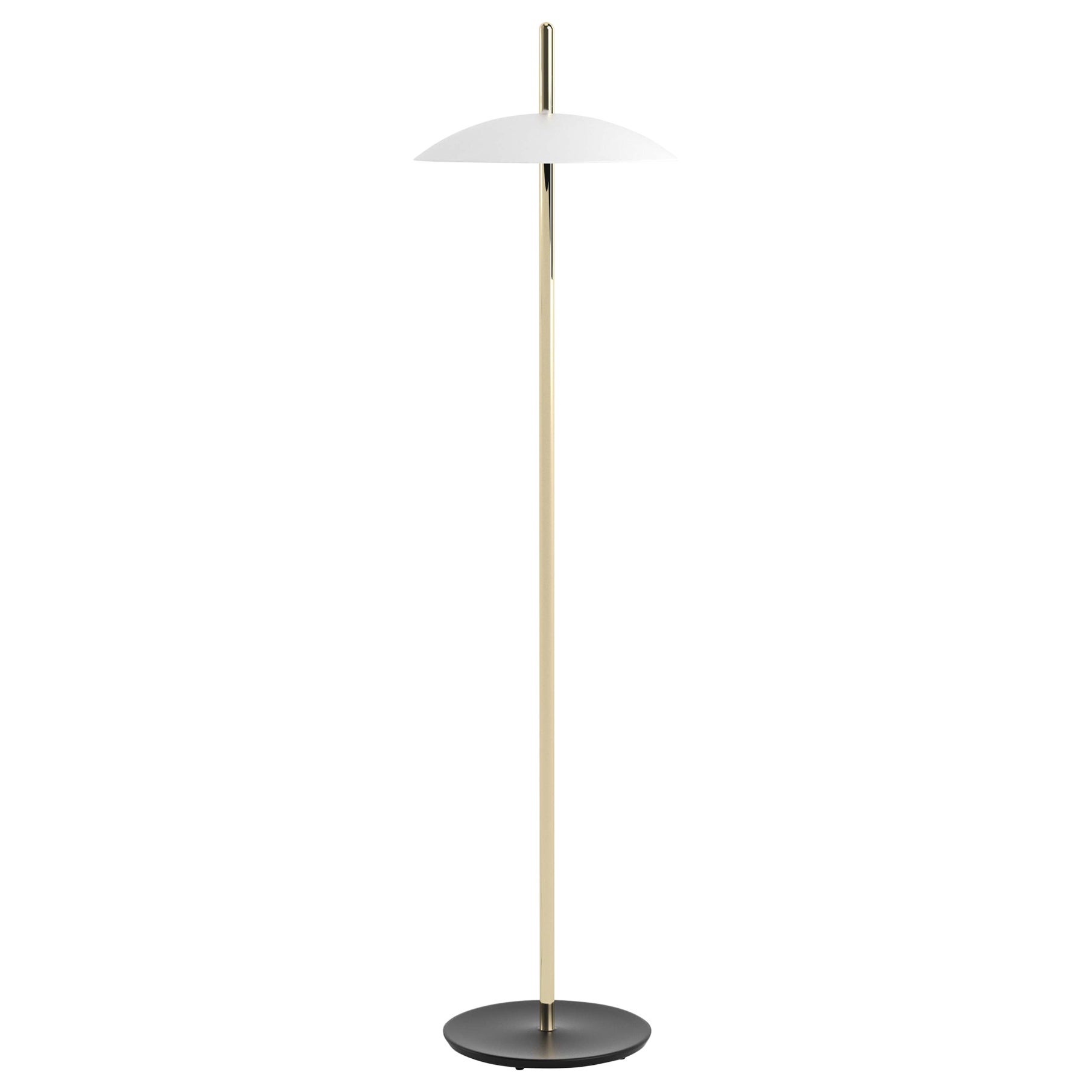 Lampada da terra Signal bianca e ottone di Souda, In magazzino in vendita