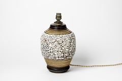 White and Brown Art Deco Ceramic Table Lamp by Louis Dage circa 1930