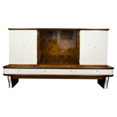 White and Brown Art Deco Display Cabinet Made in France, 1930s, Walnut