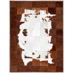 Alfombra de piel de vaca Tranquilo Blanca y Marrón Clásica Personalizable X-Grande