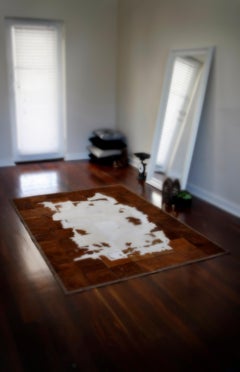 Alfombra blanca y marrón de cuero de vaca Tranquilo Personalizable XXLarge