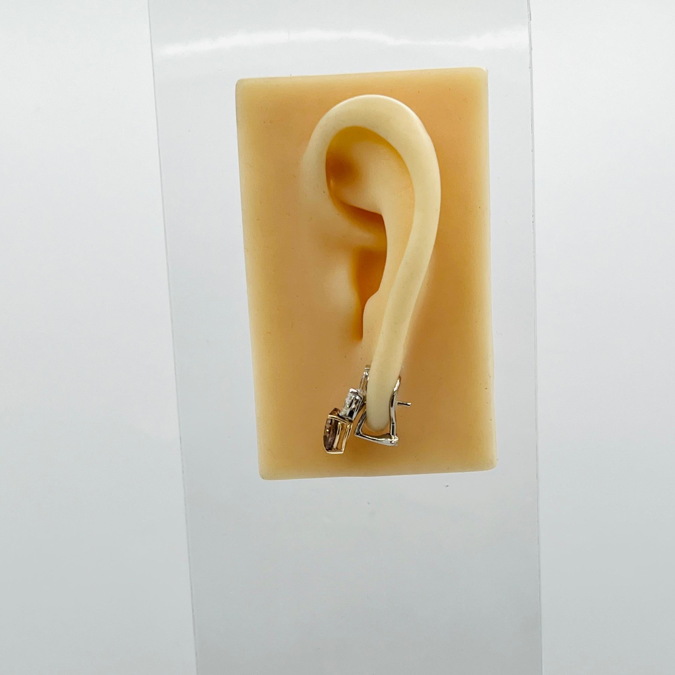 Taglio a goccia Orecchini a grappolo con pera e marquise di diamanti bianchi e marroni in oro 14K a due toni in vendita