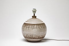Lampada a ciotola in ceramica smaltata bianca e marrone di Kaza, 1930 circa.