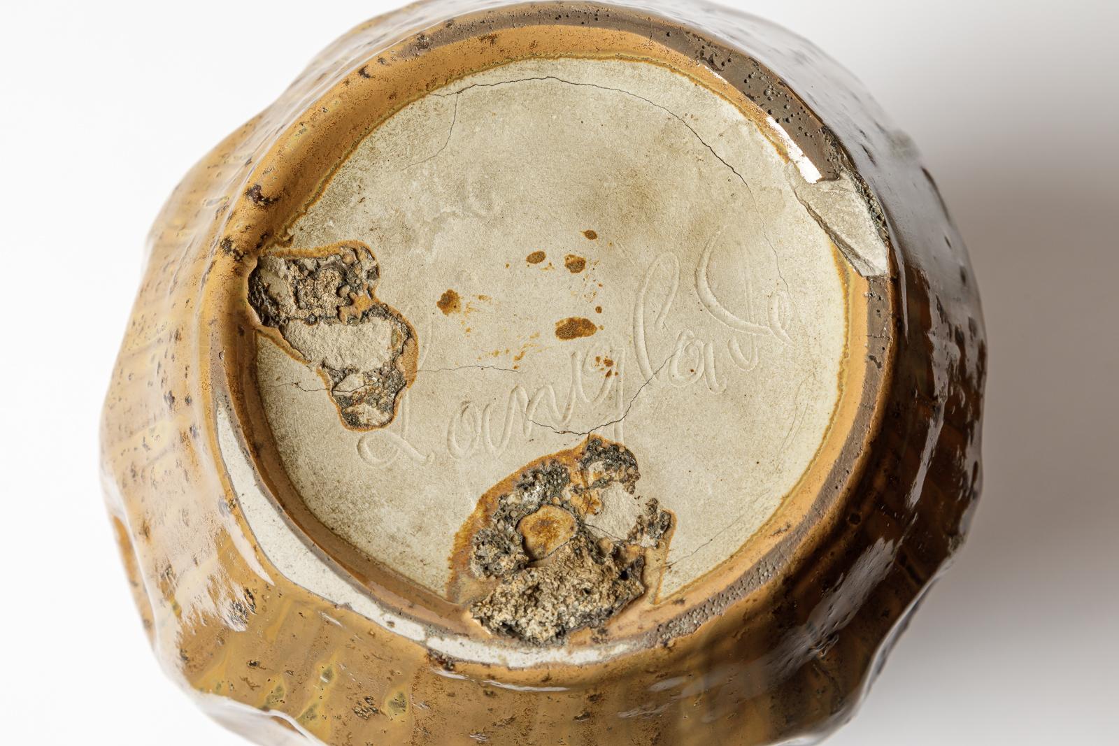 Coppia di vasi in ceramica smaltata bianca e marrone di Jean Langlade, 1920 circa. In condizioni ottime in vendita a Saint-Ouen, FR