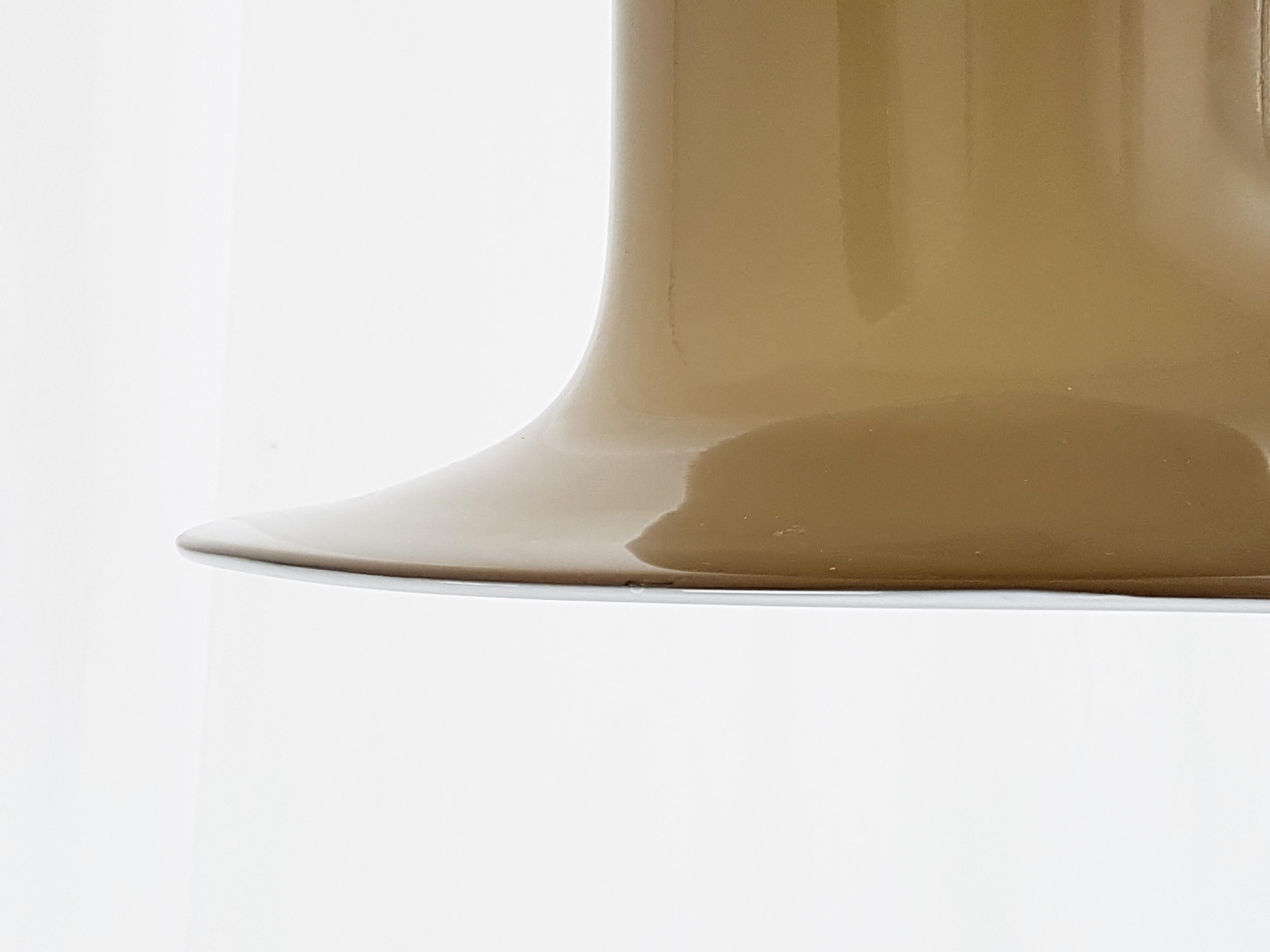 Mid-Century Modern White & Brown Murano Glass Pendant Light by Gino Vistosi for V. Vistosi, 1960