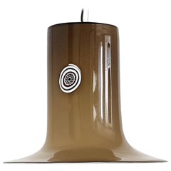 White & Brown Murano Glass Pendant Light by Gino Vistosi for V. Vistosi, 1960