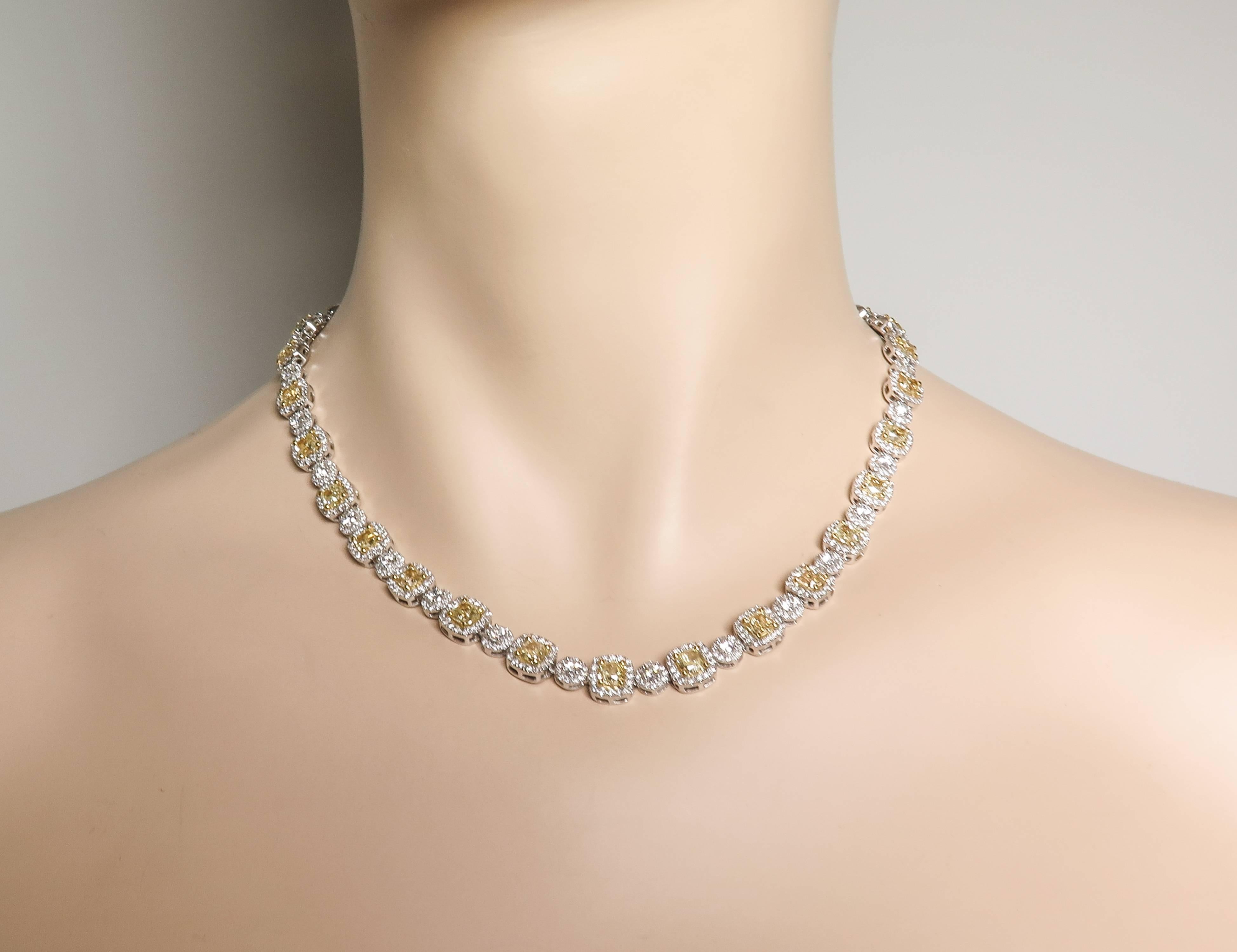 Women's White and Canary Diamond Necklace