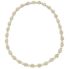Weißer und kanarischer Diamant-Halskette