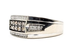 White and Champagne Diamond Enamel Ring in 10k White Gold