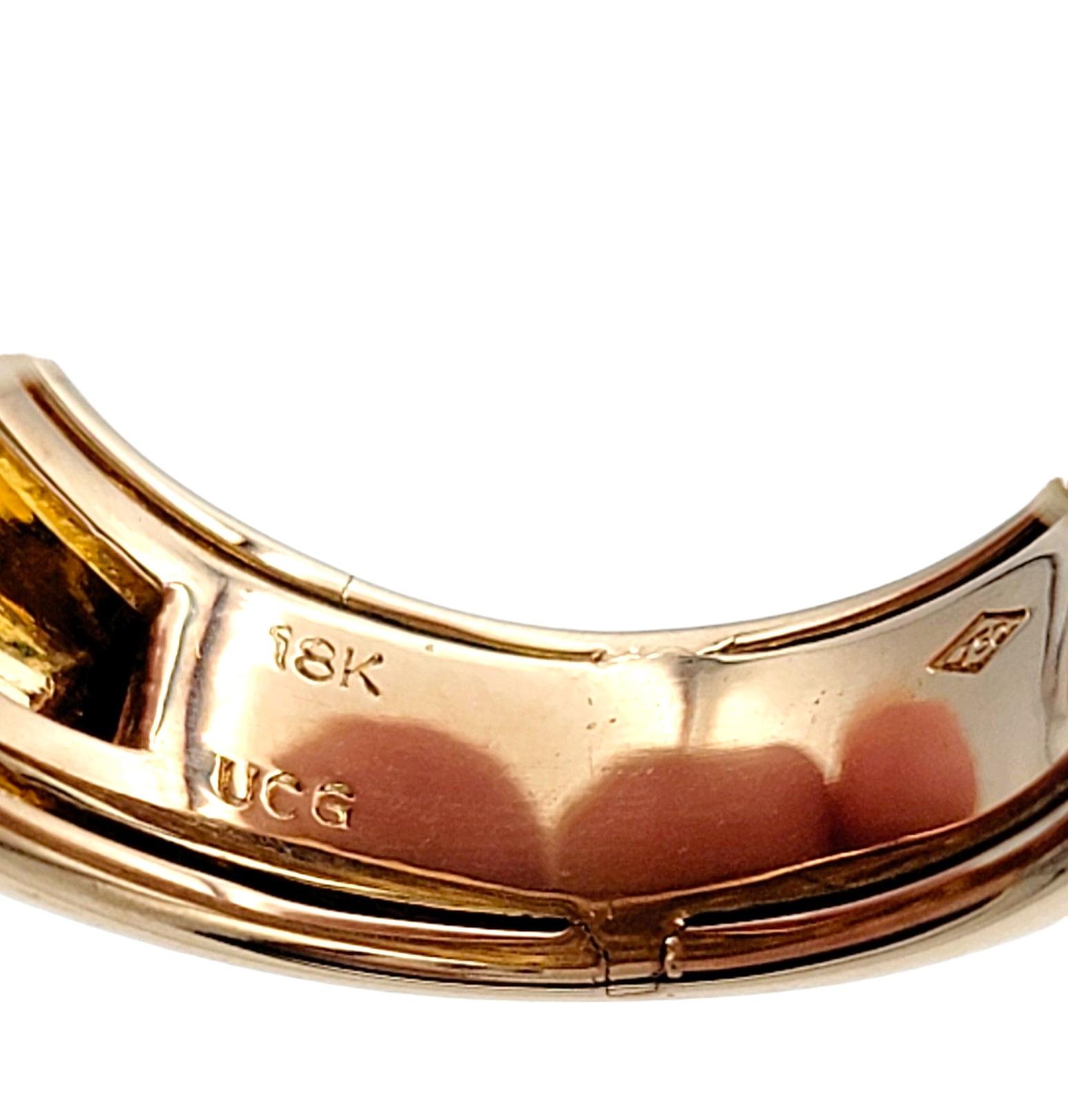 Anello a fascia con più file di diamanti bianchi e champagne in oro rosa 18 carati in vendita 2