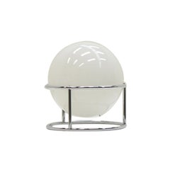 Lampe de table globe blanche et chromée, Italie, années 1970