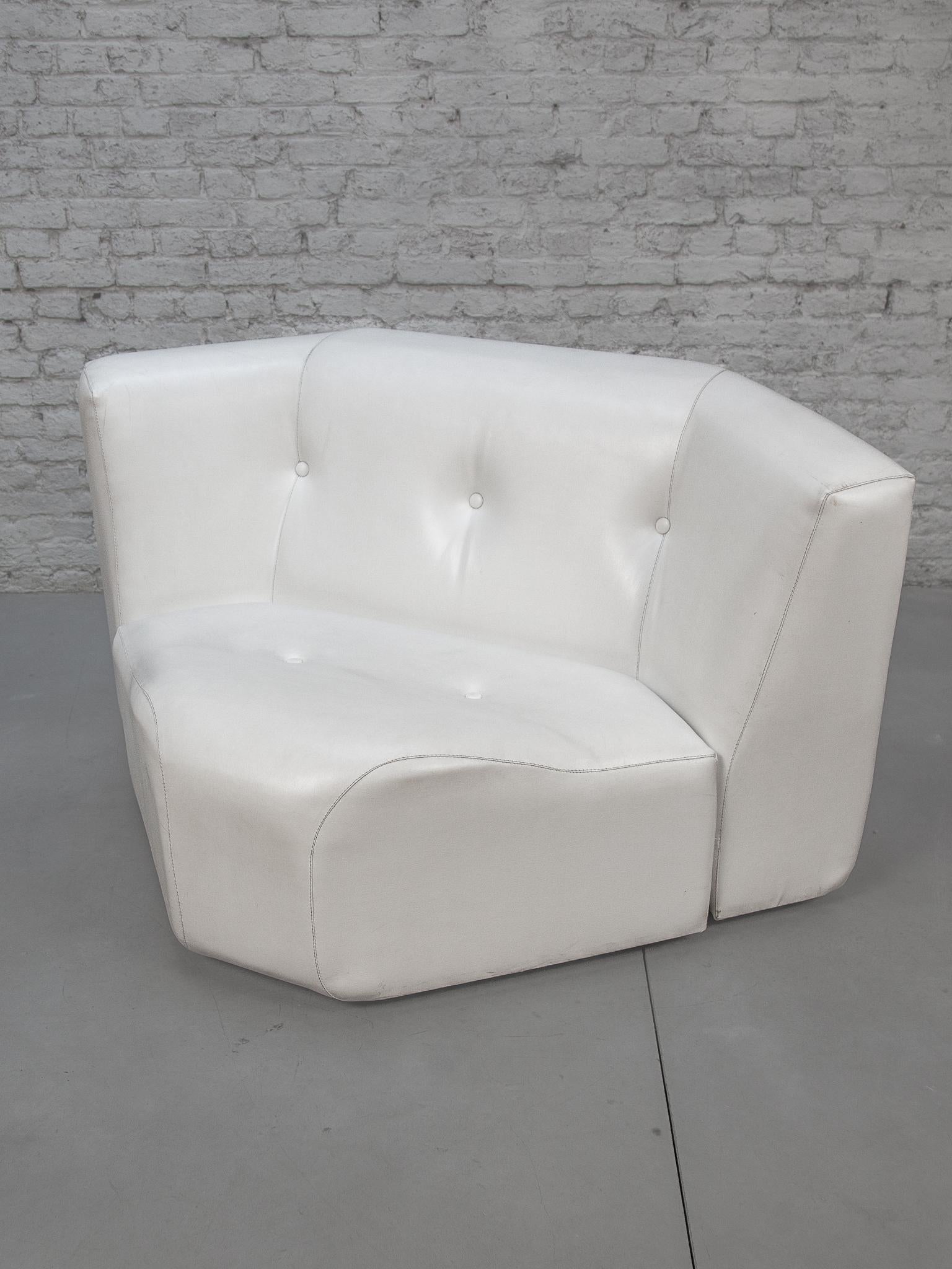 White and Chrome Livingroom set of Adriano Piazzesi Lounge Chairs and Footstools For Sale 6