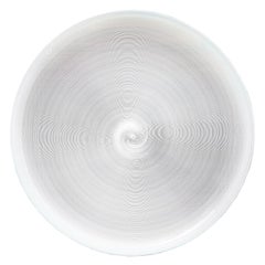 White and Clear "Mezza Filigrana" Murano Glass Plate by Barovier & Toso, 1980s