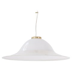 Lampe suspendue italienne vintage en verre de Murano avec garnitures en verre blanc, années 1980, Italie