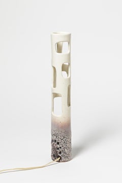 White and Colored Tubular Abstract Ceramic Table Lamp Midcentury Design, 1970